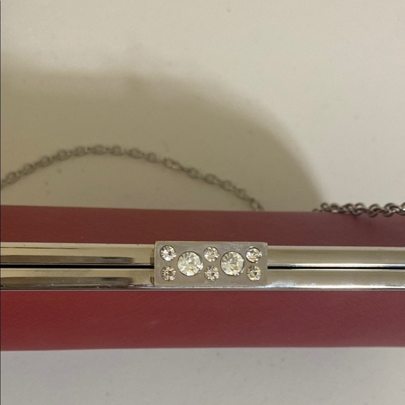 Rich Red Clutch with Chain Strap and Metallic Closure - Picture 6 of 6